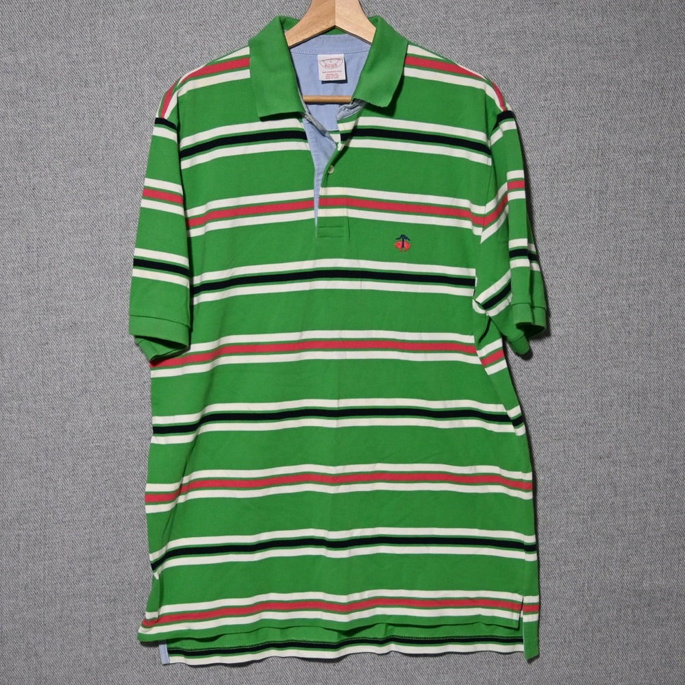 Brooks Brothers Performance Polo Mens Original Fit Striped Large Green
